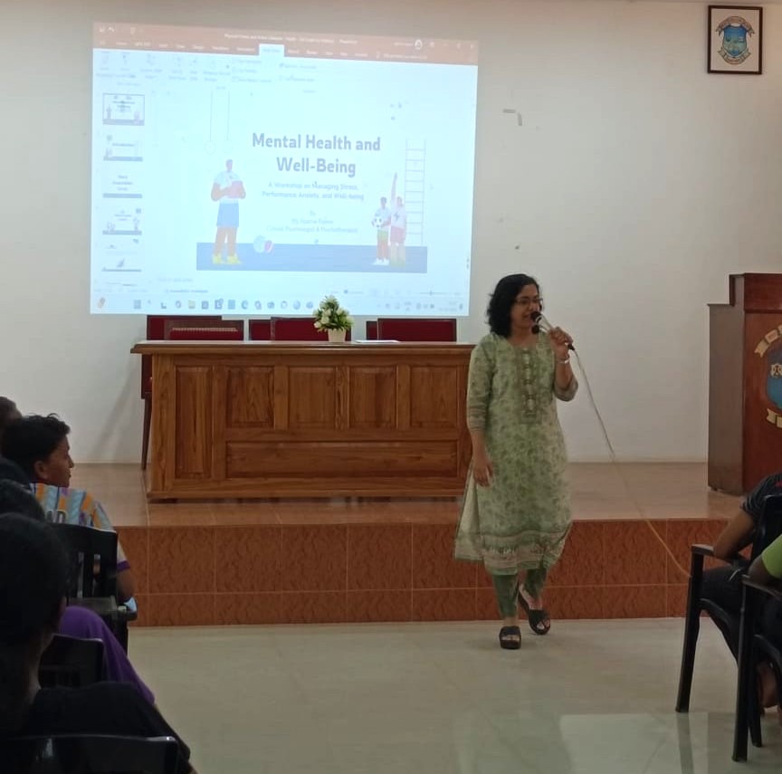 Aparna Rajeev speaking at a mental health workshop or conference